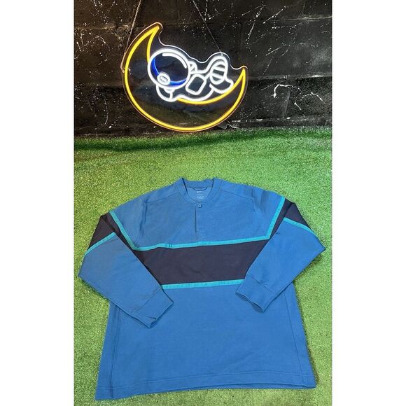 Nike Long-Sleeve Heavy Golf Top Blue Green Stripe Mens Size‎ XL DH1266-404 - Picture 1 of 5